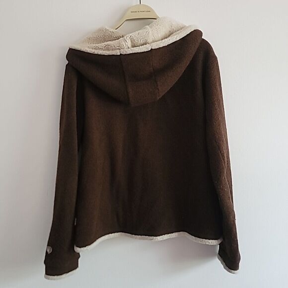 Kuhl Womens Size L Alfpaca Full Zip Hooded Fleece Jacket in Brown-Made In Canada - Picture 9 of 13
